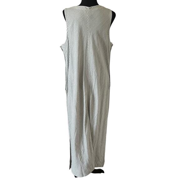 Peck & Peck Linen Blend Lagenlook Striped Maxi Dress with Button Detail Size XL - Picture 2 of 9